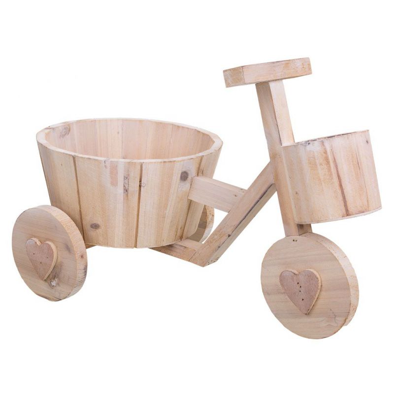 bici macetero de madera