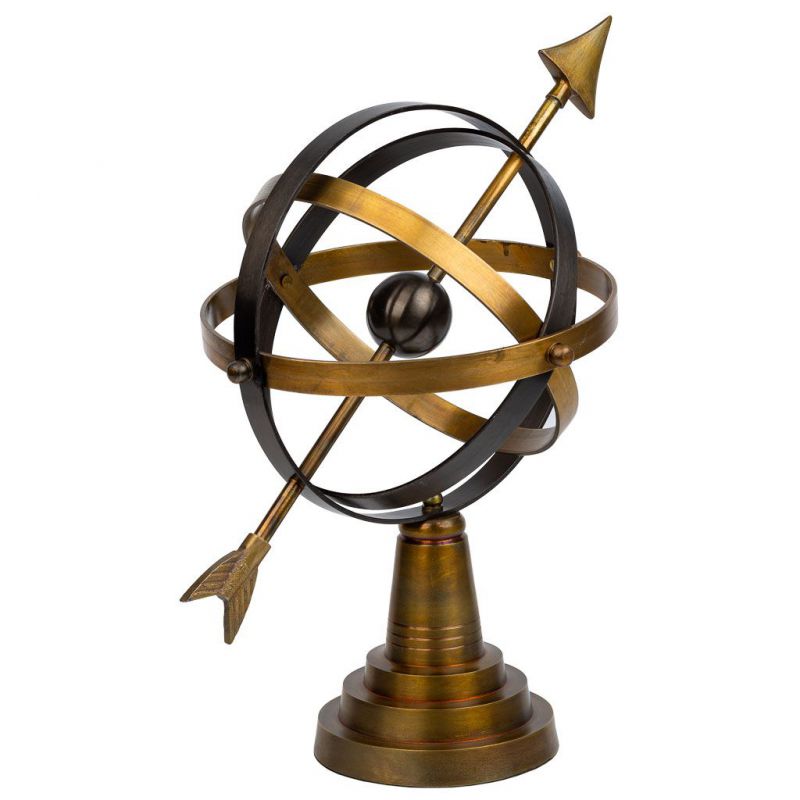esfera astrologica de aluminio dorado y marron