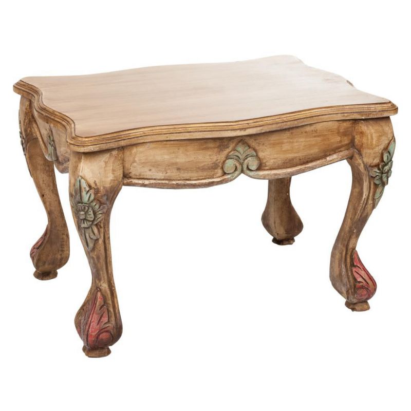 mesa de centro de madera artesanal marron