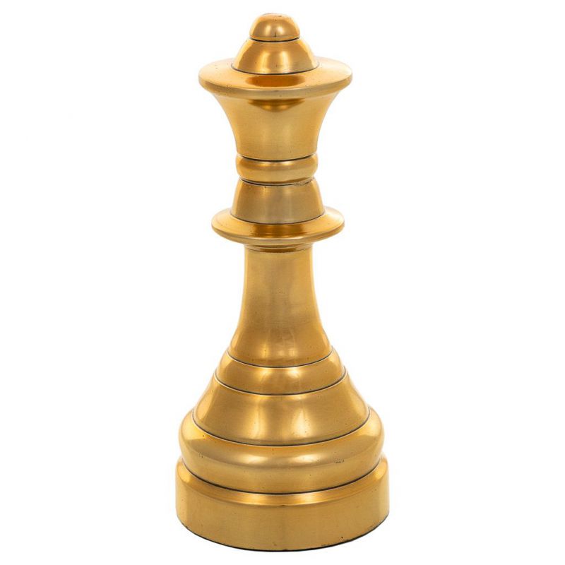 reina de ajedrez de aluminio dorado