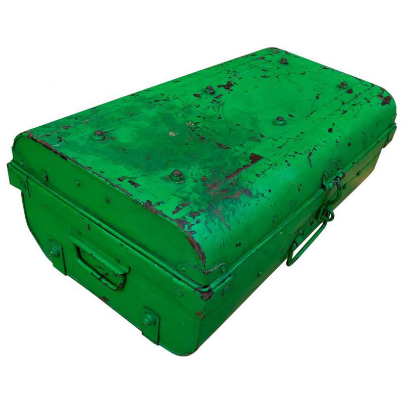 maleta de metal acabado artesanal verde