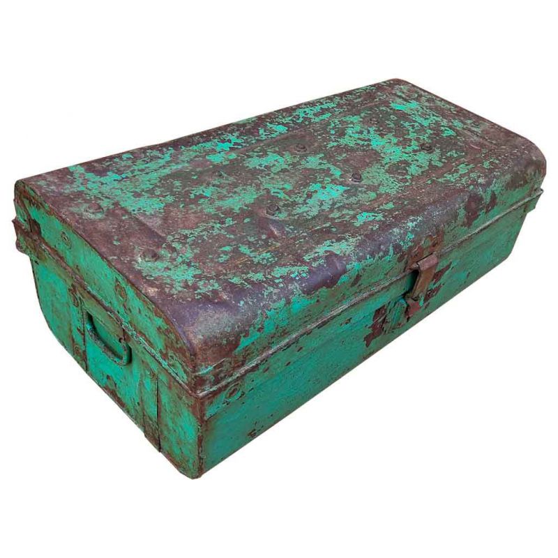 maleta de metal acabado artesanal verde